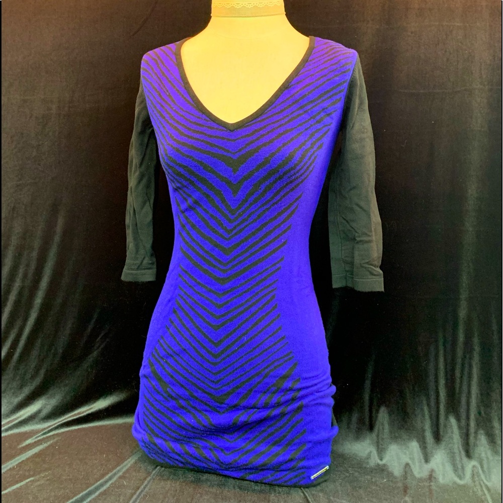 Animal print Coco & Tashi black/royal knit dress